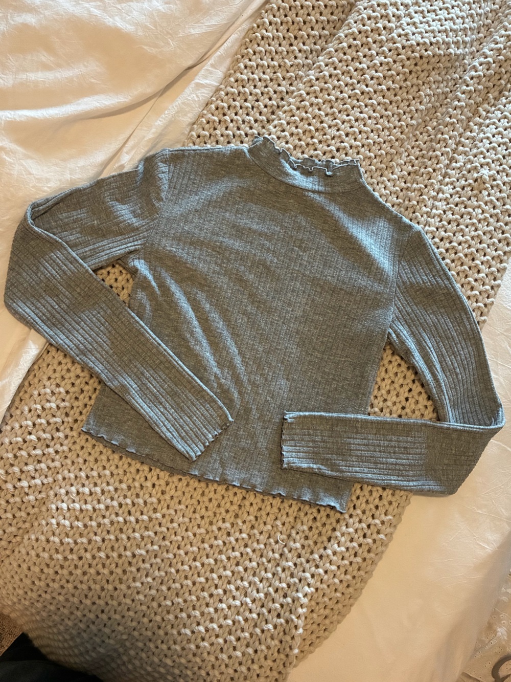 bp Olive Green Ribbed Long Sleeve Top